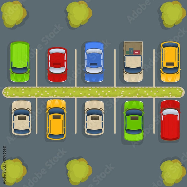 Fototapeta Parking lot top view