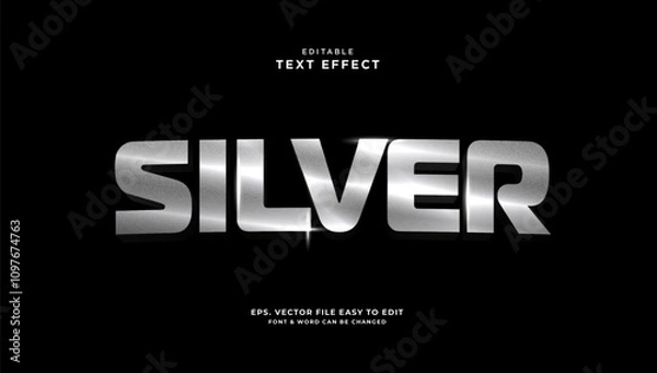 Fototapeta Chrome silver editable text effect  3D text style