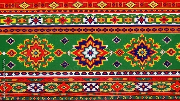 Obraz Vibrant Ethnic Pattern Wallpaper: Transform Your Space with Colorful Traditional Designs