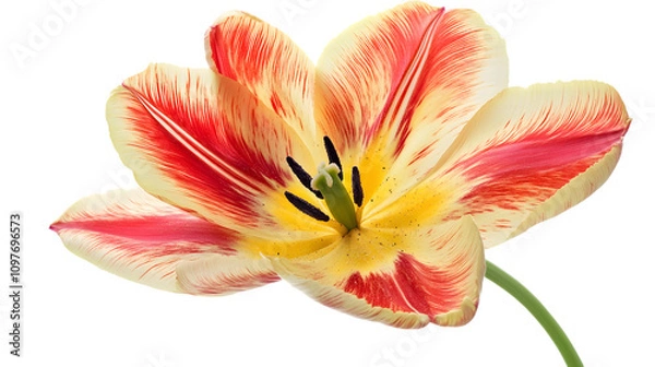 Fototapeta A closeup of tulip flower isolated on white background