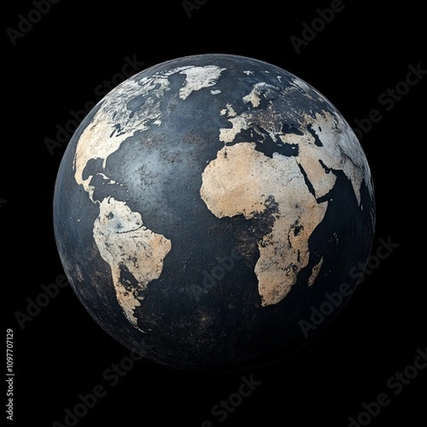 Obraz Dark, distressed Earth globe illustration.