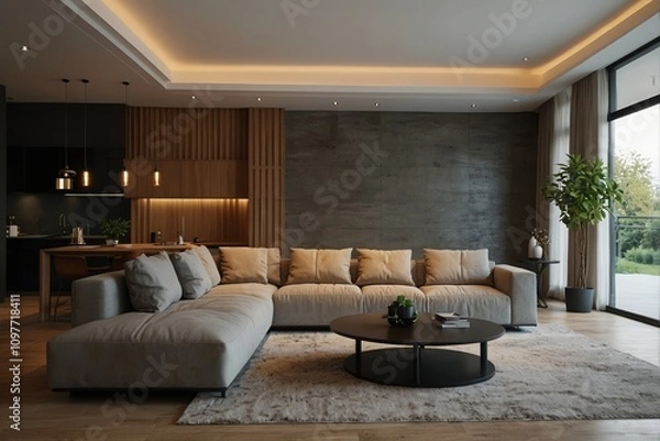 Obraz Interior of modern living room with comfortable sofa
