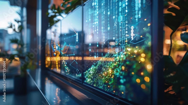 Fototapeta Display eco-friendly product transparency data digital space interactive content minimalist environment tech-focused concept