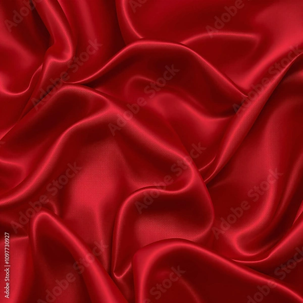 Fototapeta Red Satin Fabric Texture Background Red Silk Fabric Drape Background