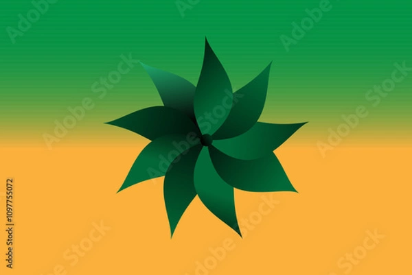 Obraz a green and yellow background with a green leaf