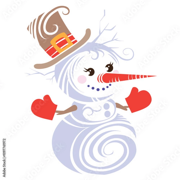 Fototapeta white snowman on white backgroundwhite snowman on white background