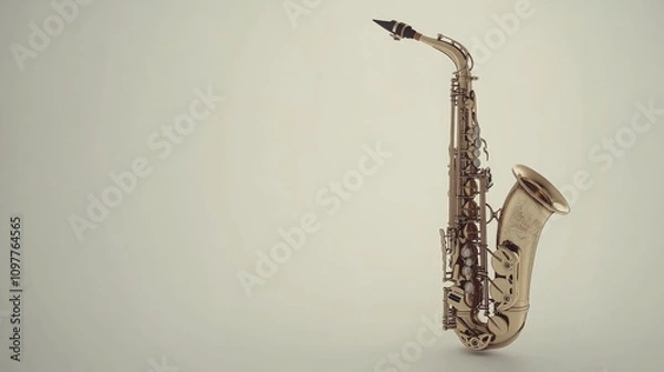 Fototapeta Elegant Saxophone on a Minimalist Background