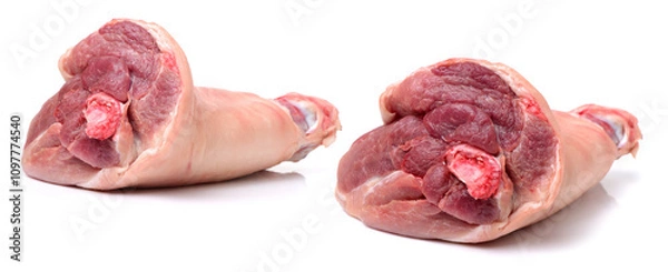 Obraz raw pork (leg) isolated on white background