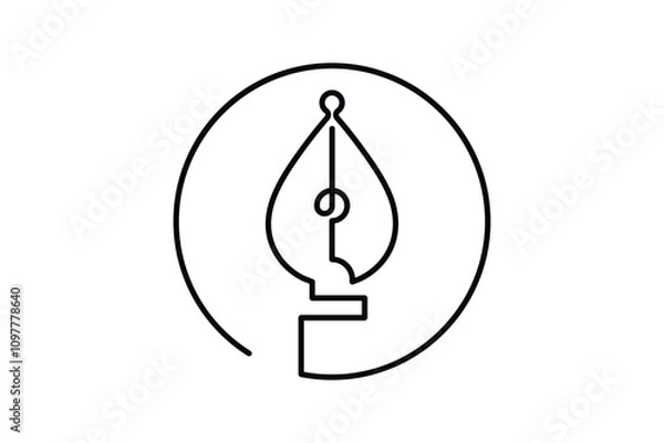 Fototapeta One continuous line drawing of the Fountain Pen nib symbol in a simple minimal linear style. Doodle contour pen nib vector art. 
