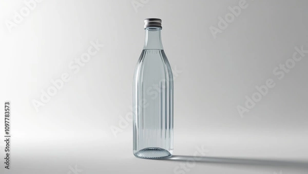 Fototapeta AI generative. Mockup of transparent mineral water  bottle on white background. 2