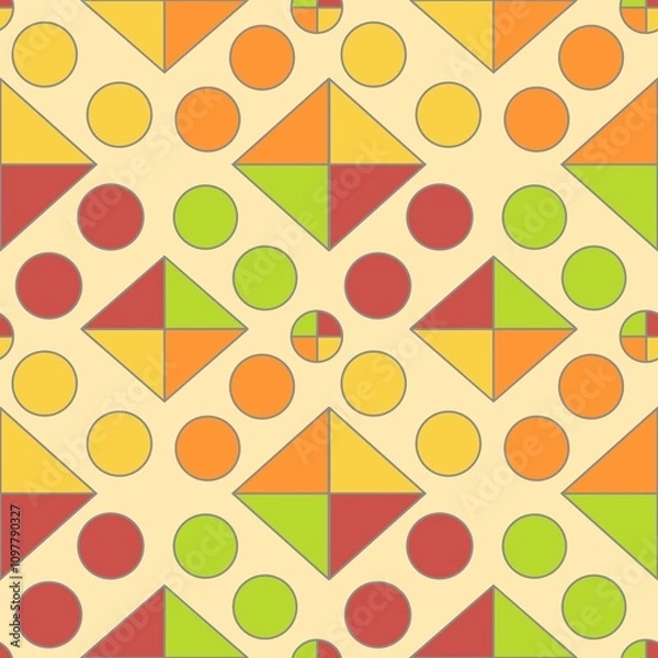 Fototapeta seamless pattern with circles and squares 