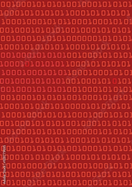 Fototapeta Binary code red background.
Red Abstract background with computer binary code. Vector available.
