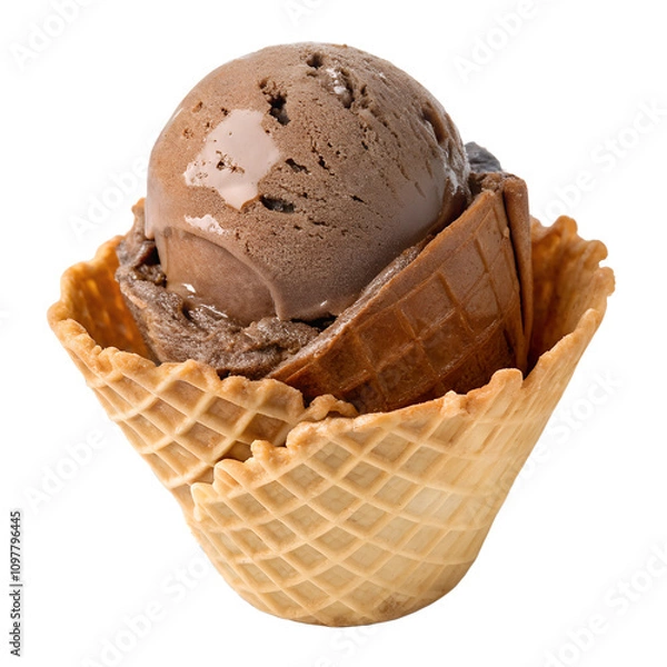 Fototapeta chocolate cream cone isolated on white 