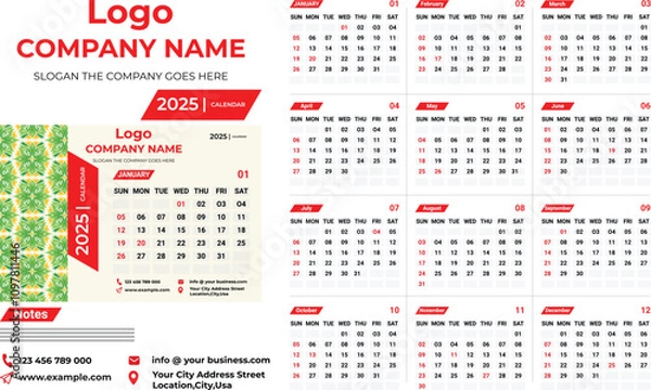 Obraz Calendar for Year 2025 (United States)