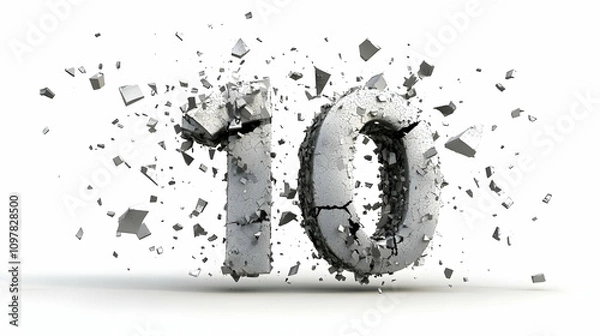 Fototapeta Crumbling Number Ten 3D Render