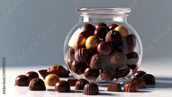 Fototapeta glass jar with chocolate isolated on transparent background , Generative Ai.
