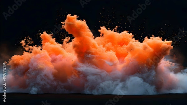 Fototapeta Orange Smoke Explosion 3D Render