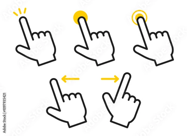 Obraz スマートフォン操作のハンドサインセット