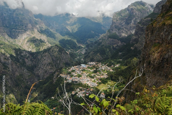 Fototapeta view of Curral das Freiras from the Eira do Serrado Viewpoint (Madeira, Portugal)