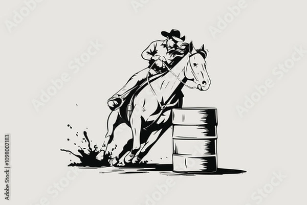 Obraz Barrel Racing in Action vector