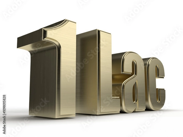 Fototapeta Isolated 1 in Golden Texture and Gold Metallic Three Dimensional Alphabet, Golden 3D Render Illustration with White Background.