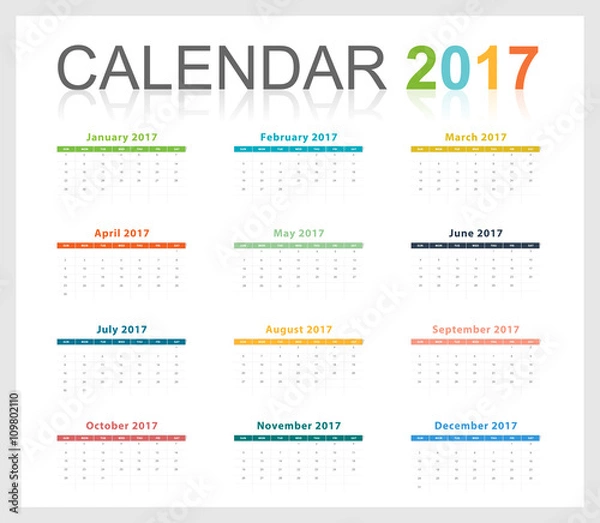 Fototapeta Calendar 2017 colorful party theme