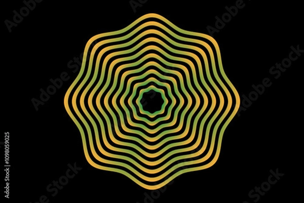 Obraz a green and yellow wave pattern on a black background