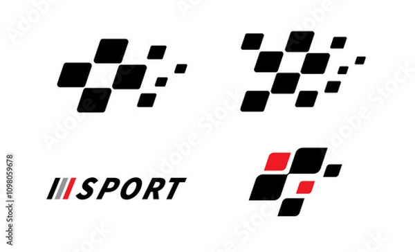 Fototapeta Race flag Design. Race flag icon logo. Racing stripes. Sport checkered. Motorsport graphics. Vector illustration
