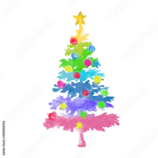 Obraz Watercolor Christmas Tree colorful design
happy and beautiful day decorations art