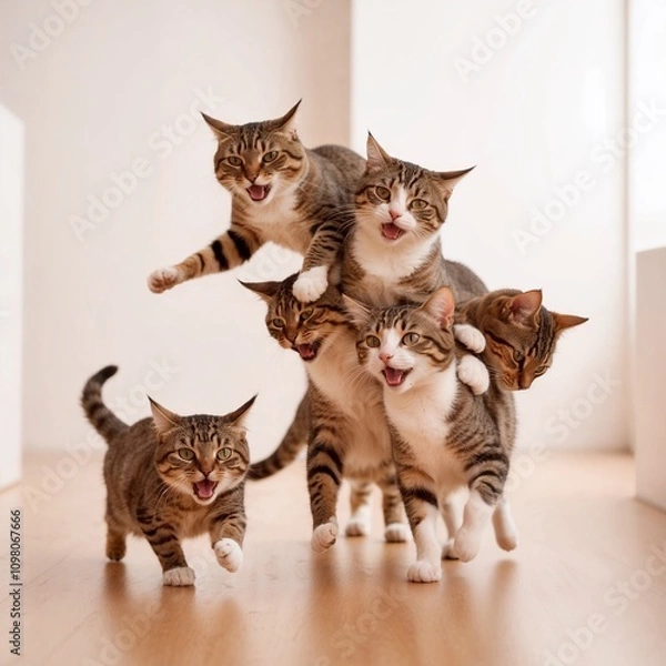 Obraz cat group funny moment