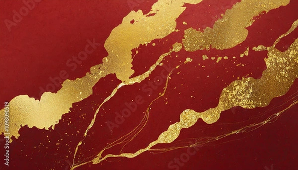 Obraz 赤と金色の背景の年賀状のデザイン・背景素材