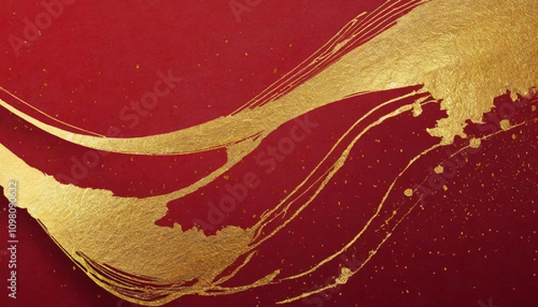 Obraz 赤と金色の背景の年賀状のデザイン・背景素材