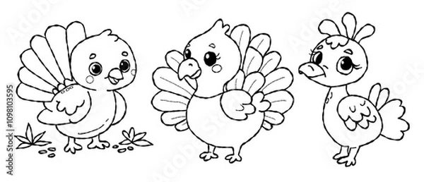 Obraz birds set outline4