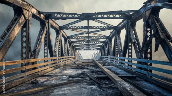 Obraz Rusting bridge structure with visible support beams