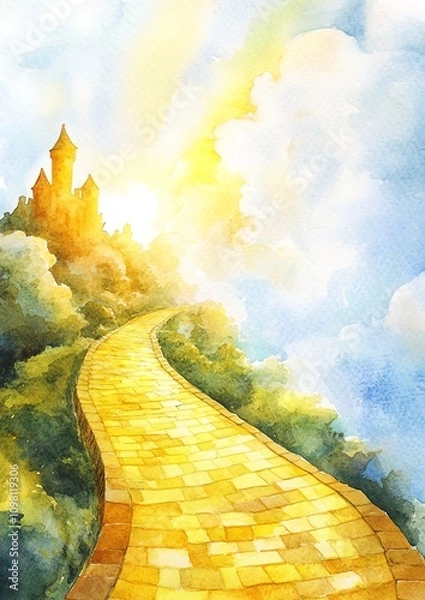 Fototapeta The Wizard of Oz. Magical pathway to a distant castle