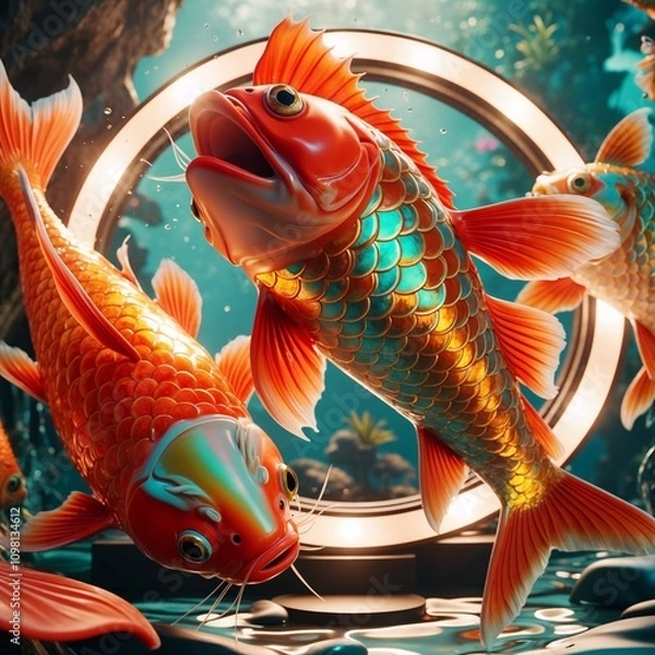 Obraz koi fish in aquarium