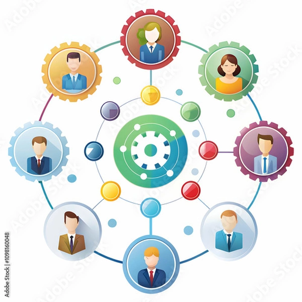 Obraz a teamwork and collaboration diagram