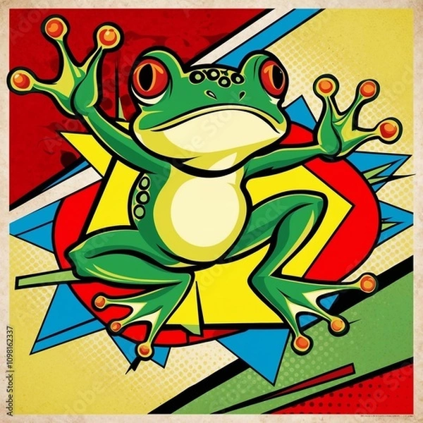 Obraz frog on a leaf ilustration vector