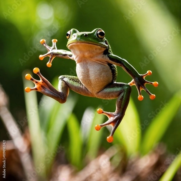 Obraz Green frog jump
