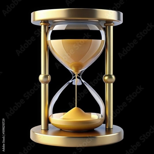 Obraz Hourglass 3d cartoon style illustration on a transparent background. AI Generative