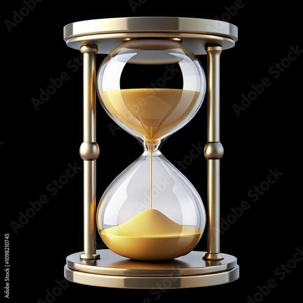 Obraz Hourglass 3d cartoon style illustration on a transparent background. AI Generative