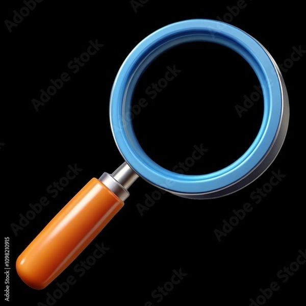 Obraz Magnifying Glass 3d cartoon style illustration on transparent background. AI Generative