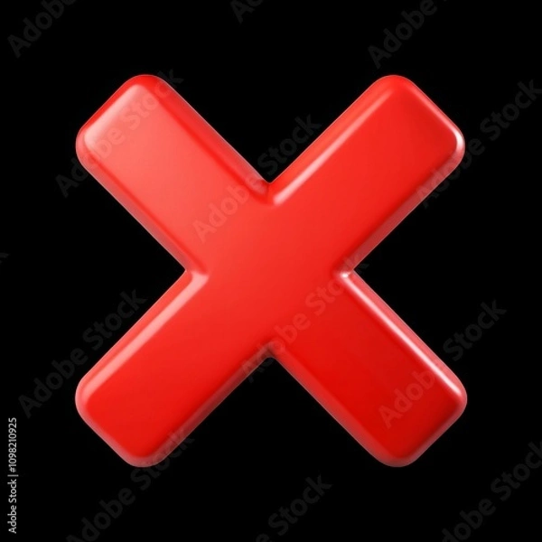 Obraz Negative Cross Mark 3d cartoon style illustration on transparent background. AI Generative