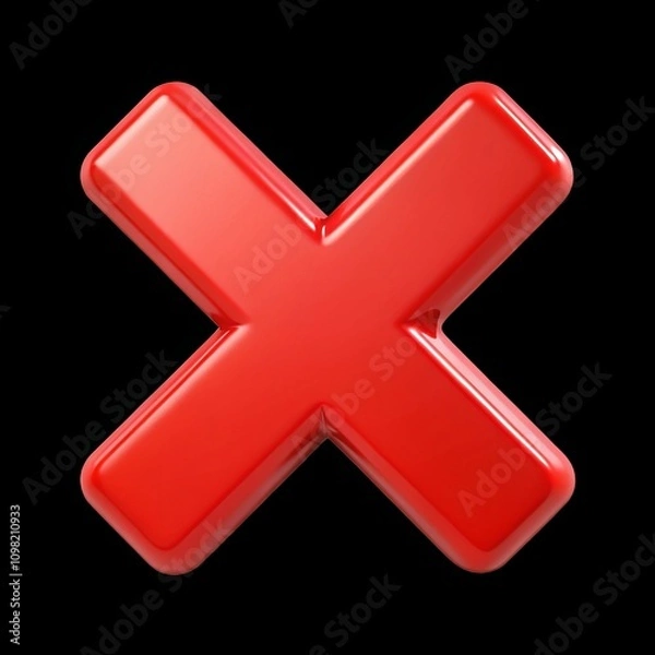 Obraz Negative Cross Mark 3d cartoon style illustration on transparent background. AI Generative