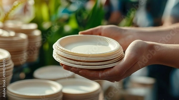 Fototapeta Efficient Production of Biodegradable Plates from Sugarcane Waste with Natural Aesthetic Appeal