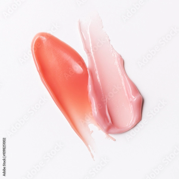 Fototapeta Pink or light red lipgloss texture isolated on white background