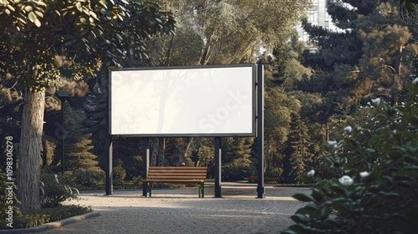 Fototapeta A Blank Billboard in a Serene Park Setting