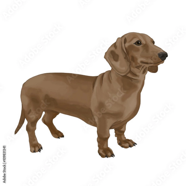 Obraz Dachshund, dog, one, white background, isolated