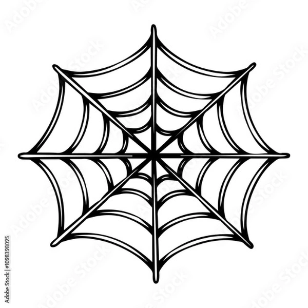Obraz Set of Spider Webs Icon. Black Outline Linear Silhouette on White Background.