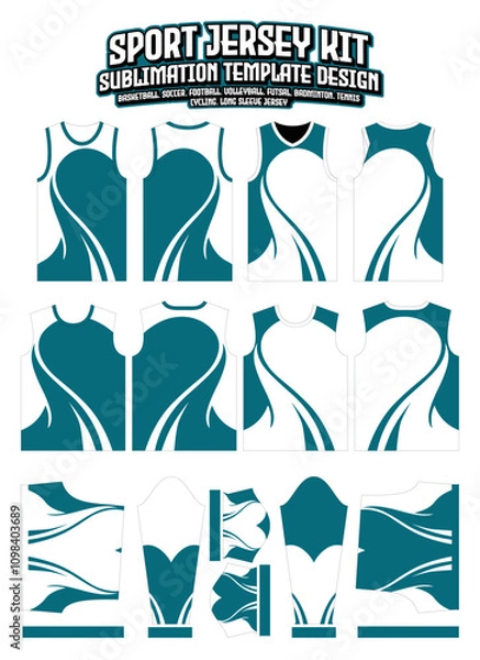 Fototapeta Sportswear Sublimation jerseys uniform design template 2024 green Apparel layout